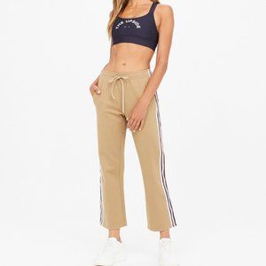 The Upside Tan Track Pants with White and Black Stripes